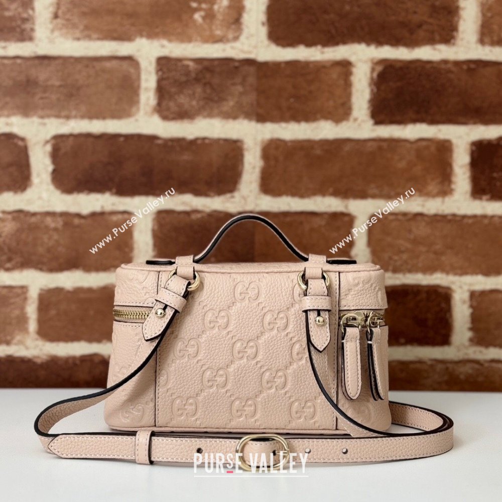 Gucci GG Grainy Leather Emblem Super Mini bag Light Pink 2024 815949 (DLH-241211112)