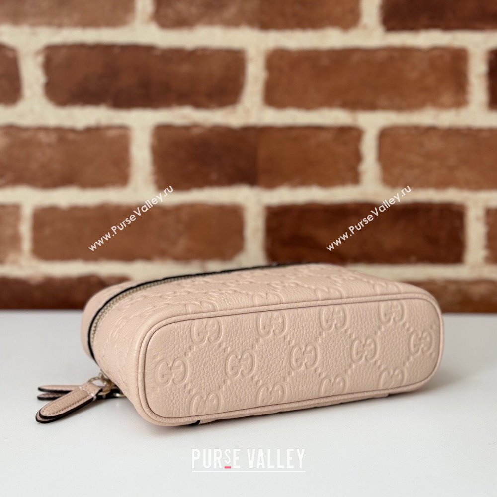 Gucci GG Grainy Leather Emblem Super Mini bag Light Pink 2024 815949 (DLH-241211112)