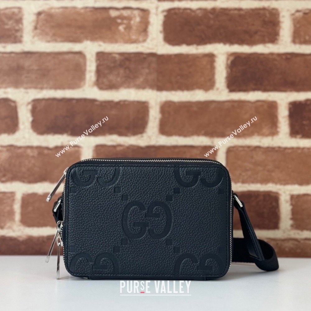 Gucci Mens Jumbo GG Leather Mini Bag Black 2025 816958 (DLH-250117052)
