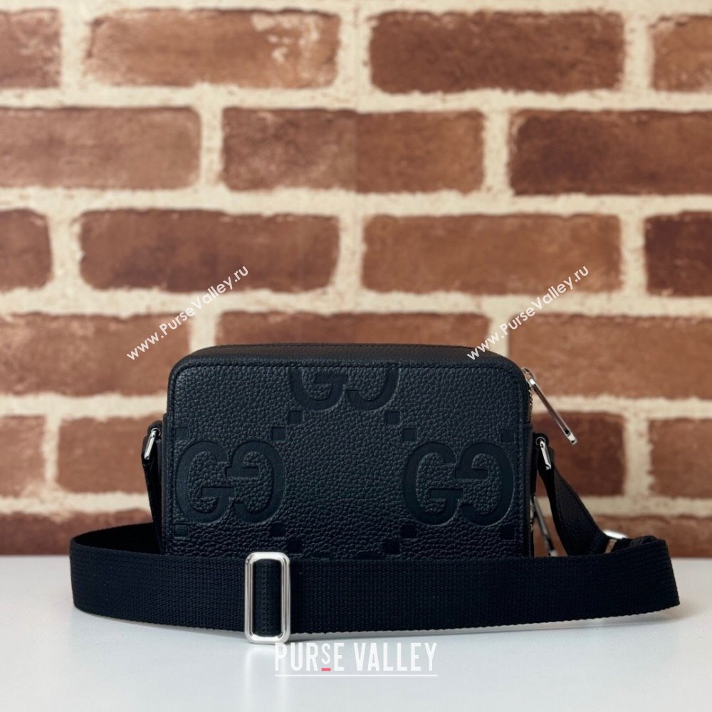 Gucci Mens Jumbo GG Leather Mini Bag Black 2025 816958 (DLH-250117052)