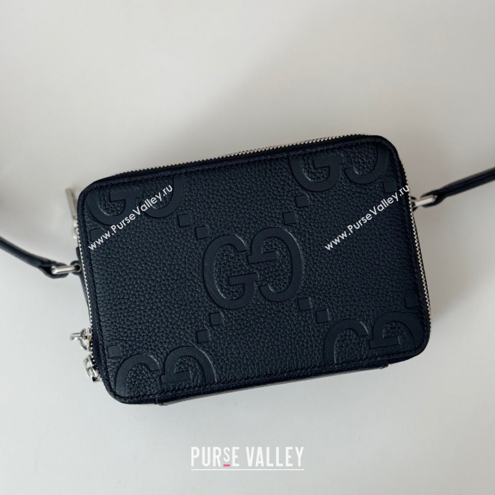 Gucci Mens Jumbo GG Leather Mini Bag Black 2025 816958 (DLH-250117052)