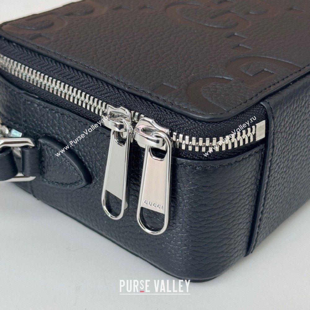 Gucci Mens Jumbo GG Leather Mini Bag Black 2025 816958 (DLH-250117052)