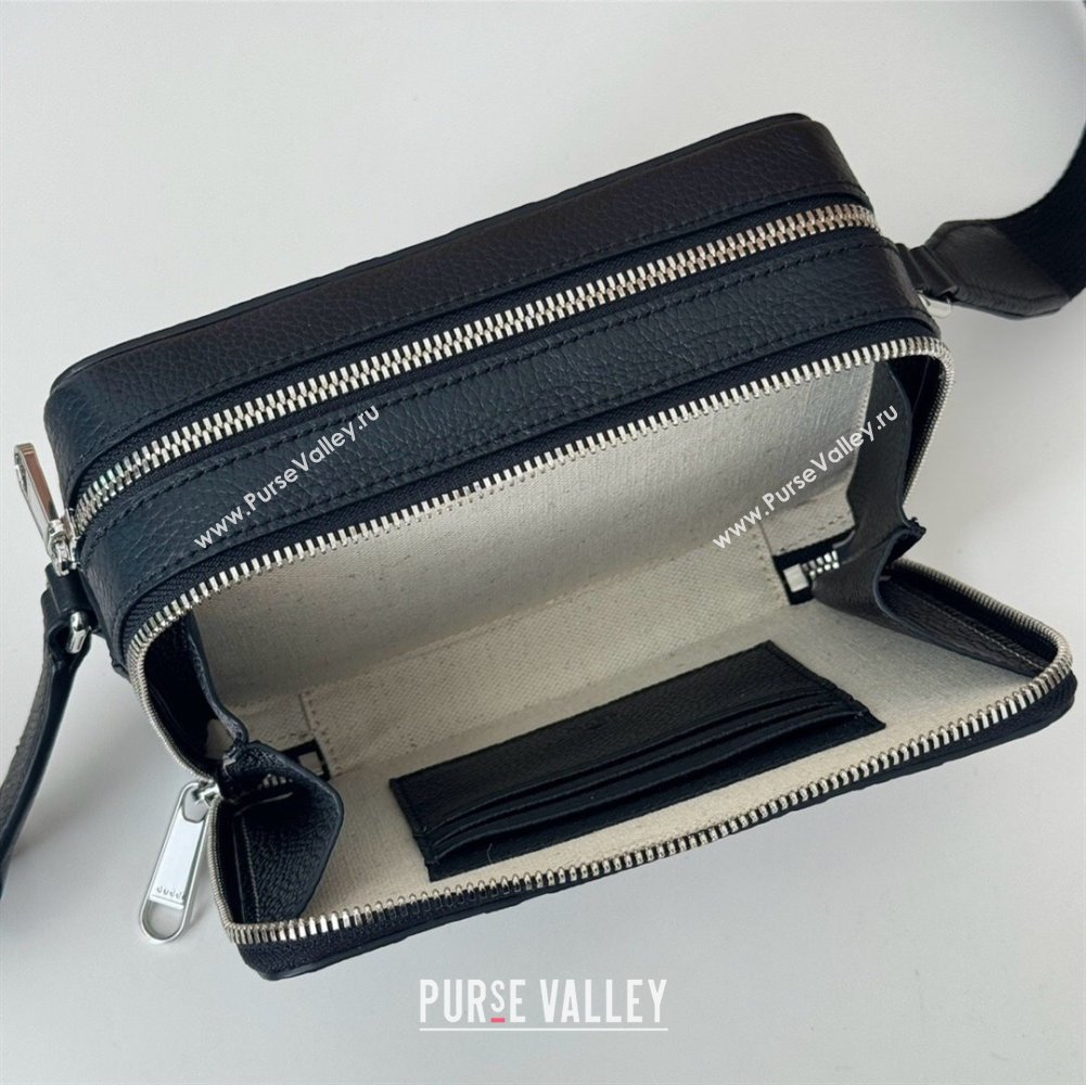 Gucci Mens Jumbo GG Leather Mini Bag Black 2025 816958 (DLH-250117052)