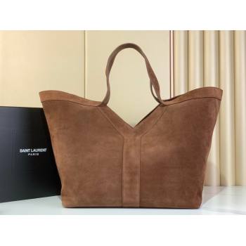 Saint Laurent Y Tote Bag in Suede Dark Brown 2025 817602 (YY-250802026)