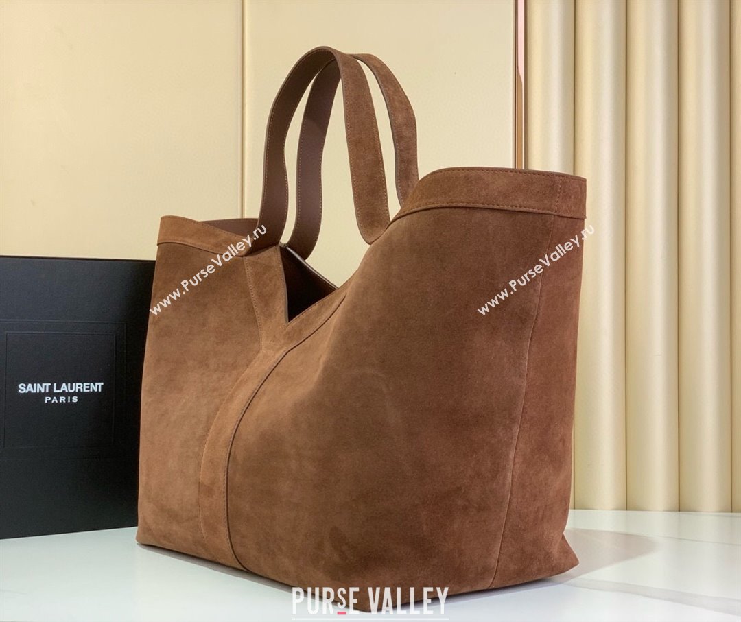 Saint Laurent Y Tote Bag in Suede Dark Brown 2025 817602 (YY-250802026)