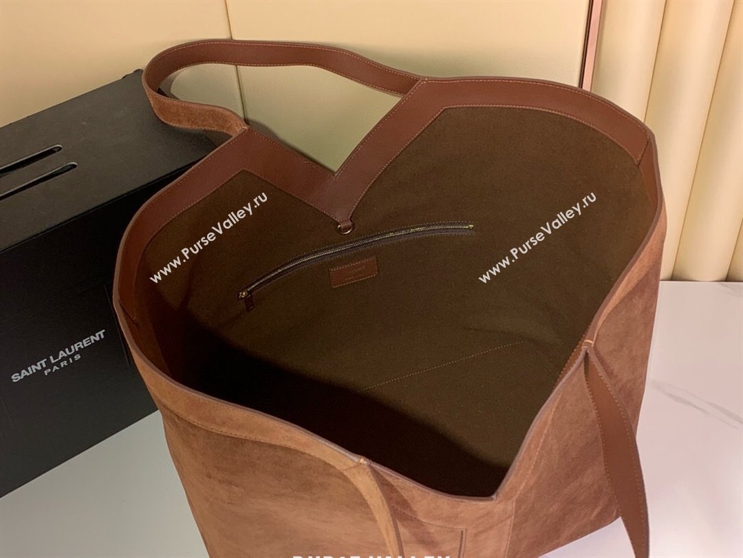 Saint Laurent Y Tote Bag in Suede Dark Brown 2025 817602 (YY-250802026)