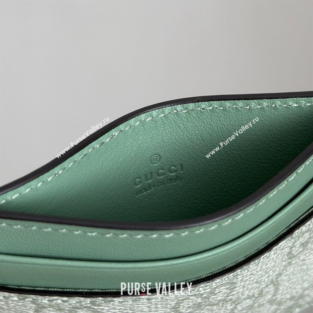 Gucci GG Canvas Emblem Card Case Wallet with Strap Green 2026 819121 (DLH-260128006)