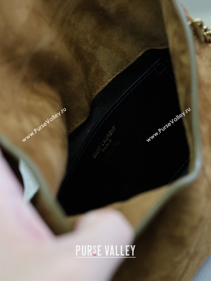Saint Laurent Cassandre Chain Clutch in Suede Brown 2025 819271 (YY-260119084)