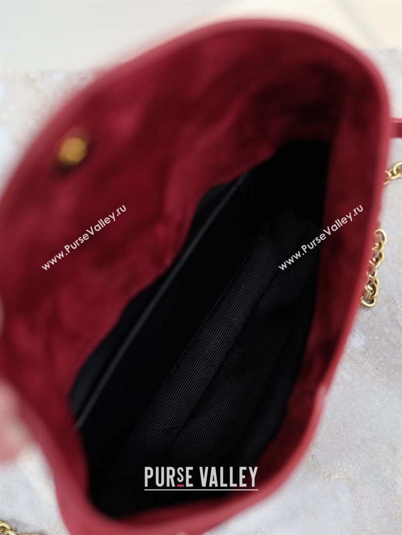 Saint Laurent Cassandre Chain Clutch in Suede Red 2025 819271 (YY-260119082)