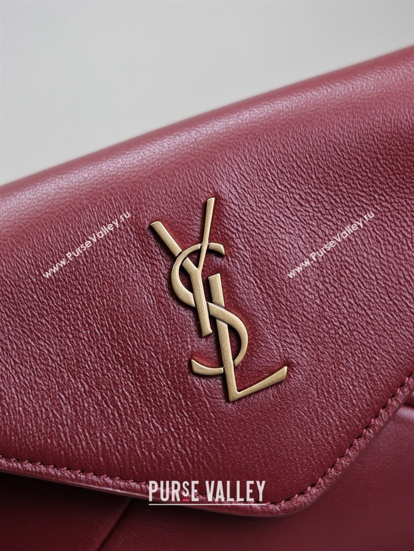 Saint Laurent Cassandre Chain Clutch in Lambskin Dark Burgundy 2025 819271 (YY-250802015)