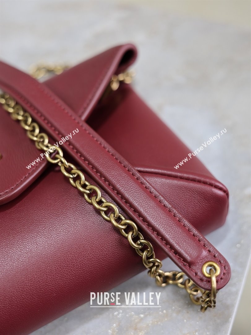 Saint Laurent Cassandre Chain Clutch in Lambskin Dark Burgundy 2025 819271 (YY-250802015)