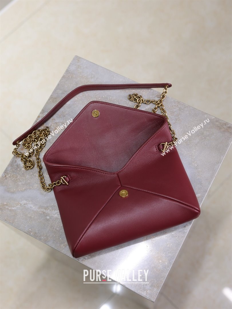 Saint Laurent Cassandre Chain Clutch in Lambskin Dark Burgundy 2025 819271 (YY-250802015)