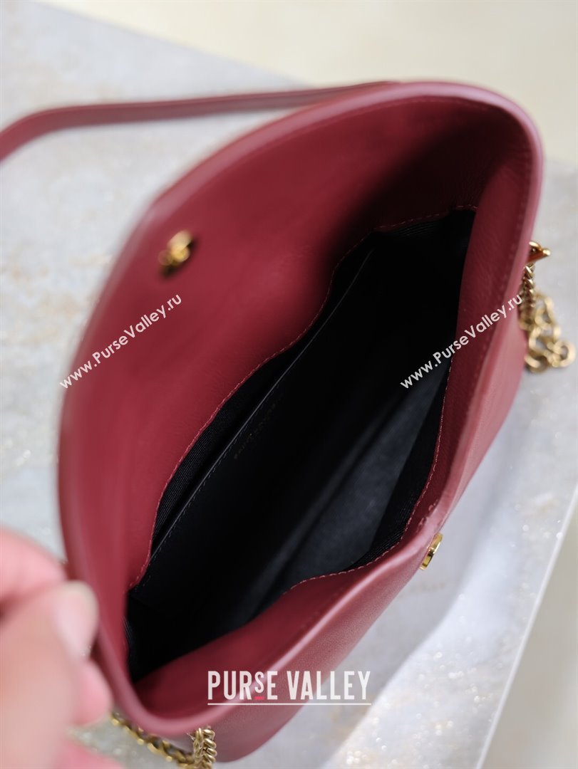 Saint Laurent Cassandre Chain Clutch in Lambskin Dark Burgundy 2025 819271 (YY-250802015)
