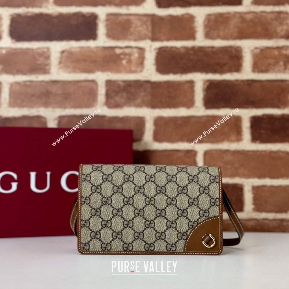 Gucci GG Canvas Emblem Super Mini Shoulder bag Brown 2024 820688 (DLH-241211055)