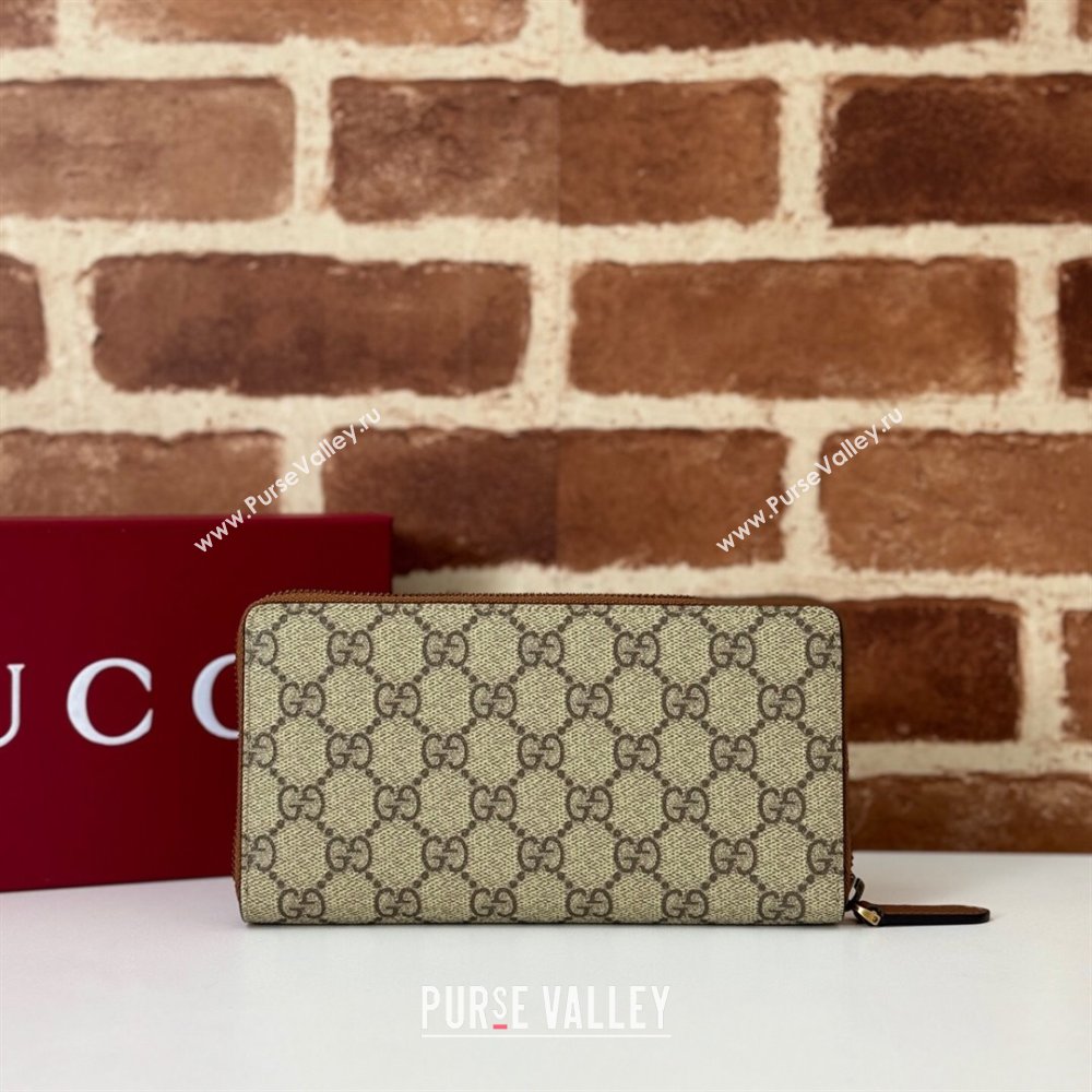 Gucci Mens GG Canvas Zip Around Wallet Beige 2025 821207 (DLH-250210079)