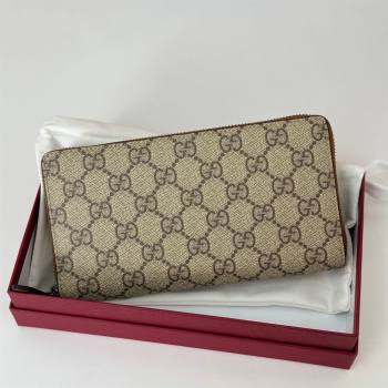 Gucci Mens GG Canvas Zip Around Wallet Beige 2025 821207 (DLH-250210079)