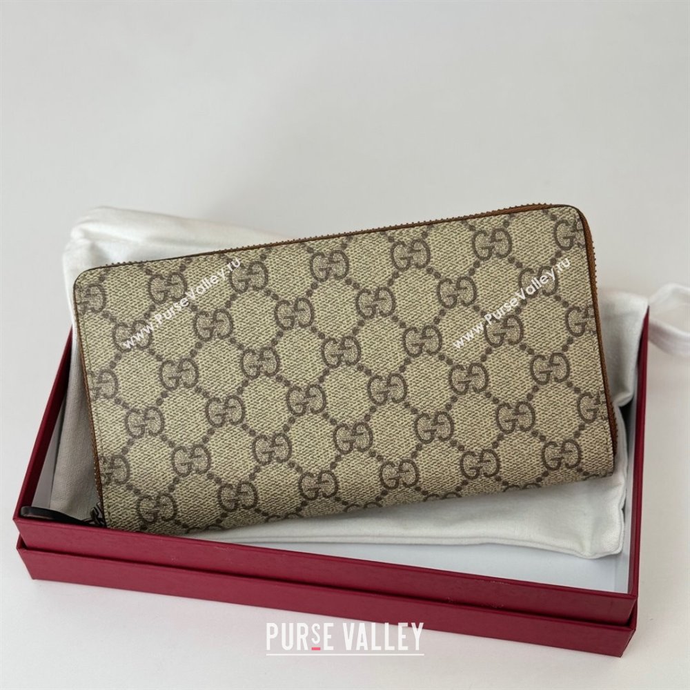 Gucci Mens GG Canvas Zip Around Wallet Beige 2025 821207 (DLH-250210079)