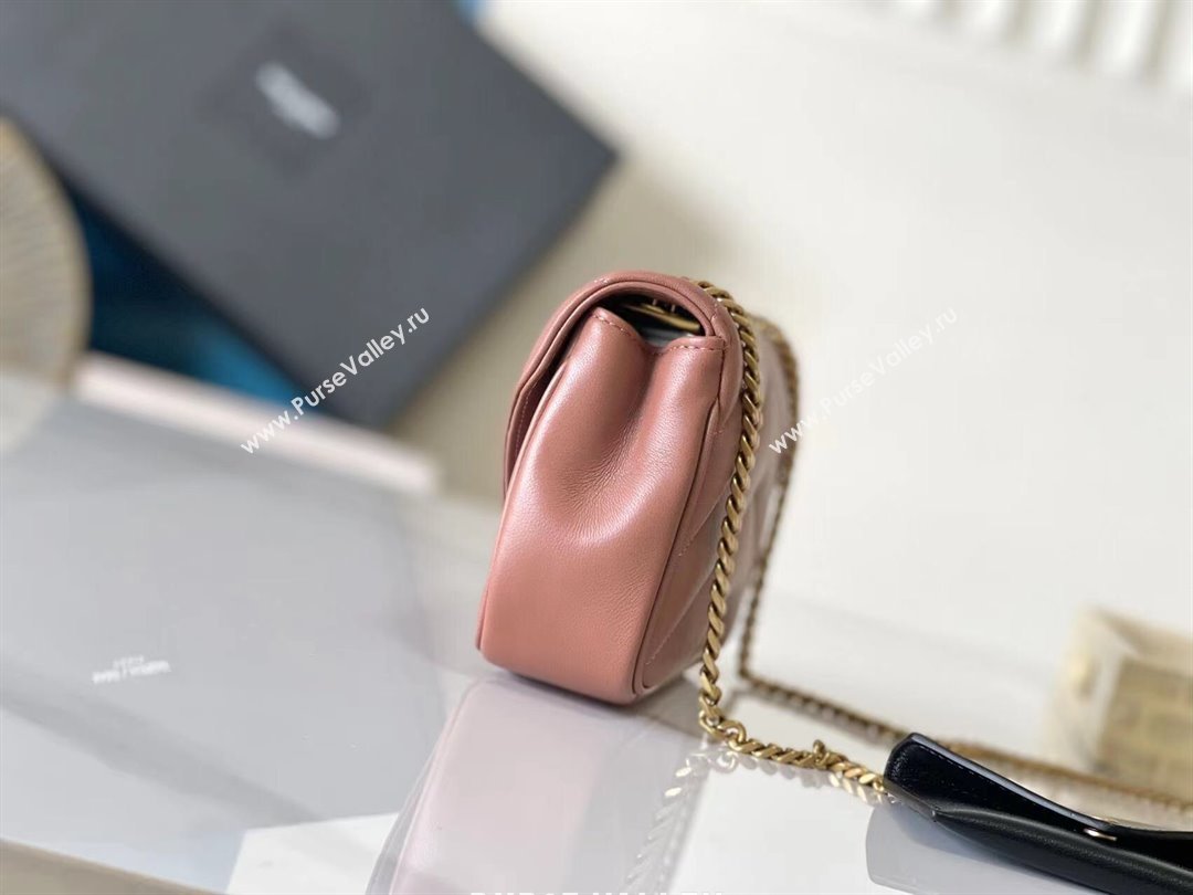 Saint Laurent Loulou Mini Bag in Matelasse Lambskin Hortensia Pink 2025 821749 (YY-250206030)