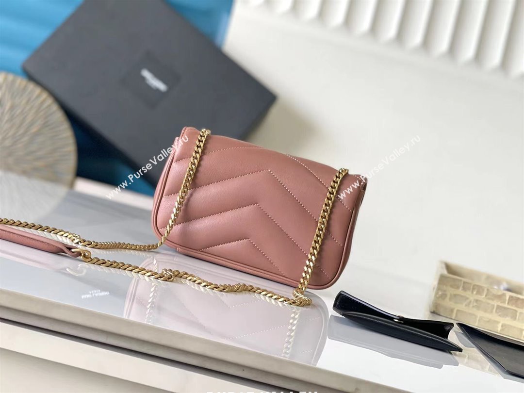 Saint Laurent Loulou Mini Bag in Matelasse Lambskin Hortensia Pink 2025 821749 (YY-250206030)