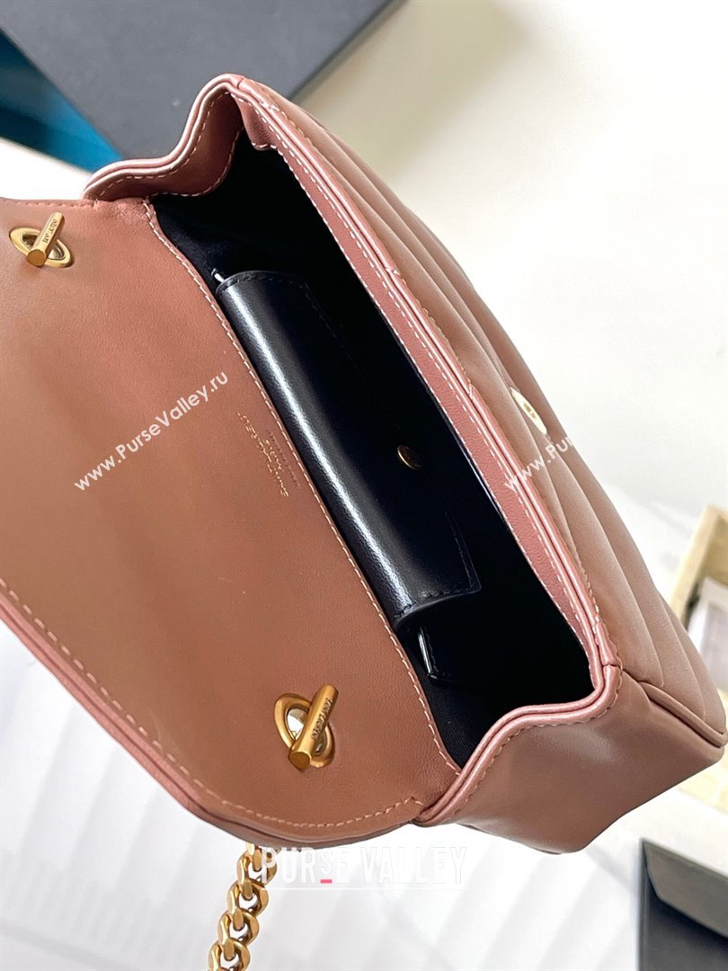 Saint Laurent Loulou Mini Bag in Matelasse Lambskin Hortensia Pink 2025 821749 (YY-250206030)