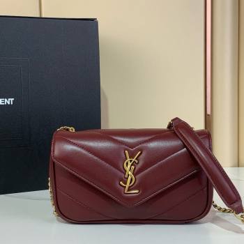Saint Laurent Loulou Mini Bag in Matelasse Lambskin Rouge Cabernet Red 2025 821749 (YY-250924138)