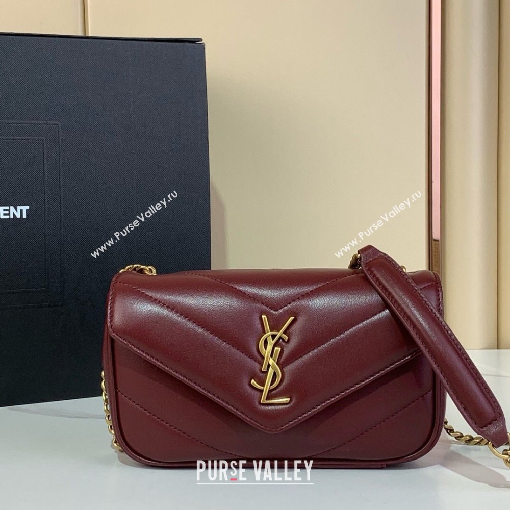 Saint Laurent Loulou Mini Bag in Matelasse Lambskin Rouge Cabernet Red 2025 821749 (YY-250924138)