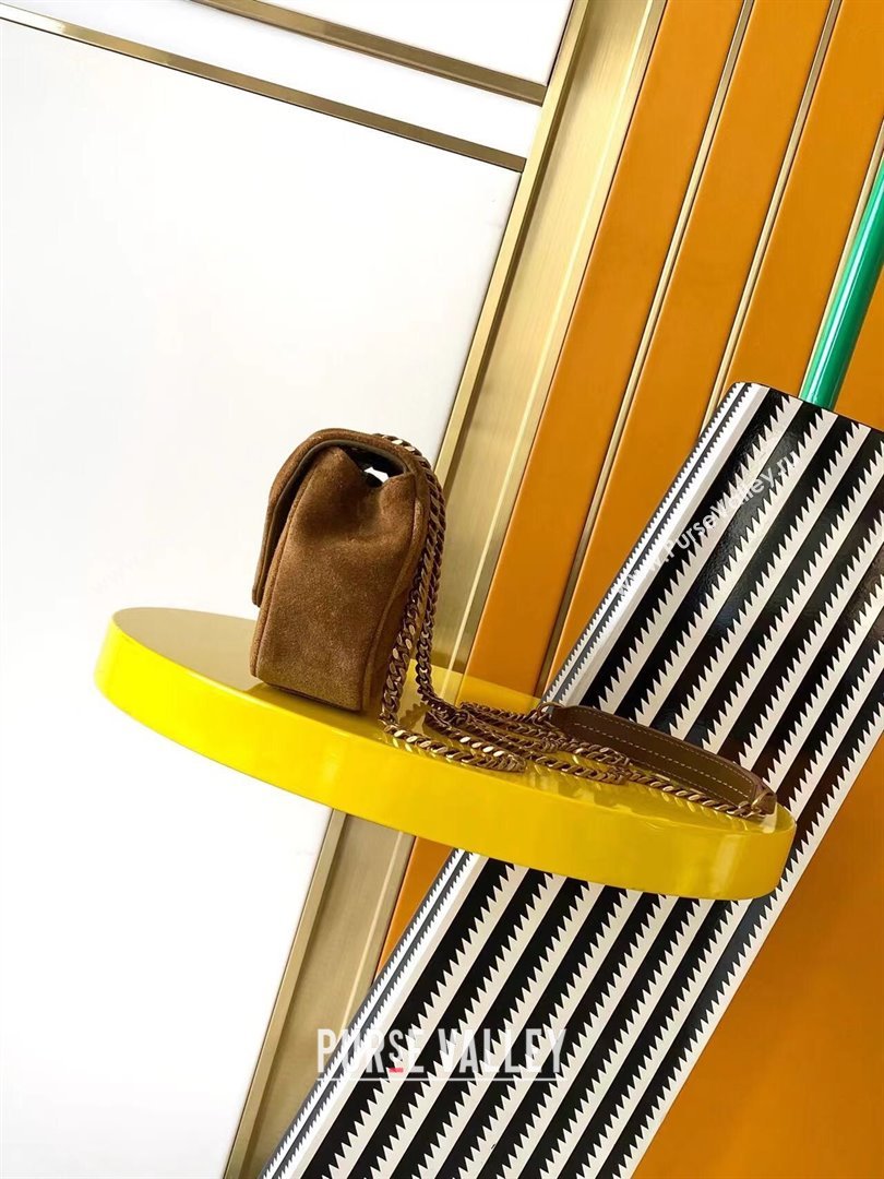 Saint Laurent Loulou Mini Bag in Matelasse Suede Brown 2025 821749 (YY-250924133)