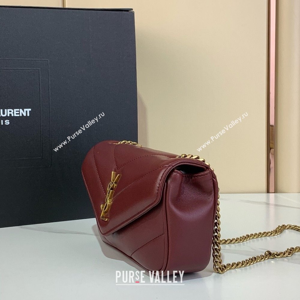 Saint Laurent Loulou Mini Bag in Matelasse Lambskin Rouge Cabernet Red 2025 821749 (YY-250924138)