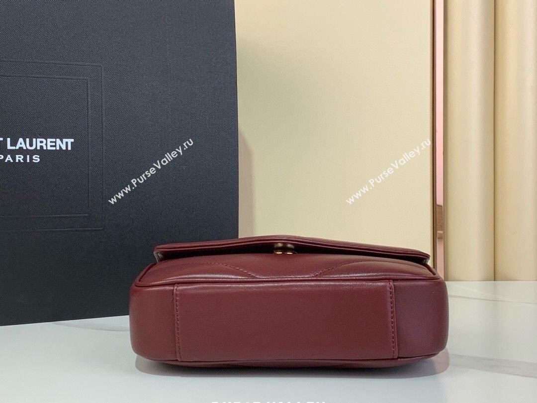 Saint Laurent Loulou Mini Bag in Matelasse Lambskin Rouge Cabernet Red 2025 821749 (YY-250924138)