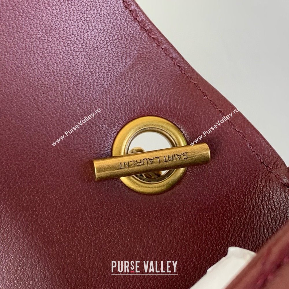 Saint Laurent Loulou Mini Bag in Matelasse Lambskin Rouge Cabernet Red 2025 821749 (YY-250924138)