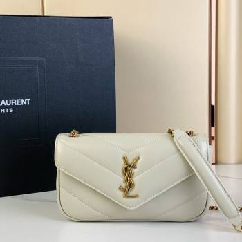 Saint Laurent Loulou Mini Bag in Matelasse Lambskin White 2025 821749 (YY-250924139)