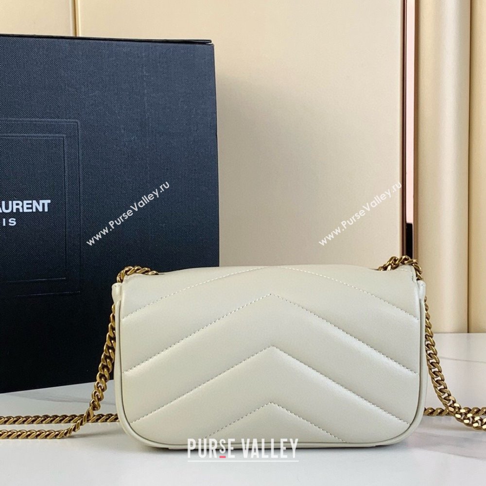 Saint Laurent Loulou Mini Bag in Matelasse Lambskin White 2025 821749 (YY-250924139)