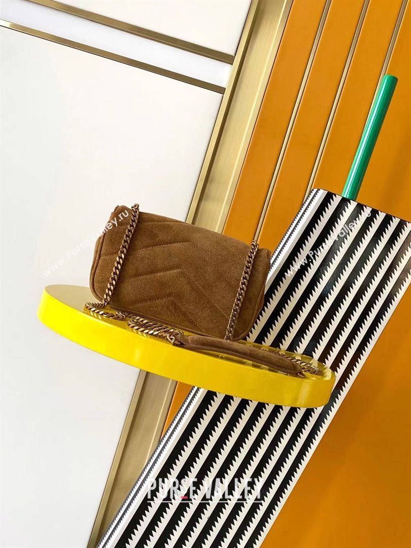 Saint Laurent Loulou Mini Bag in Matelasse Suede Brown 2025 821749 (YY-250924133)