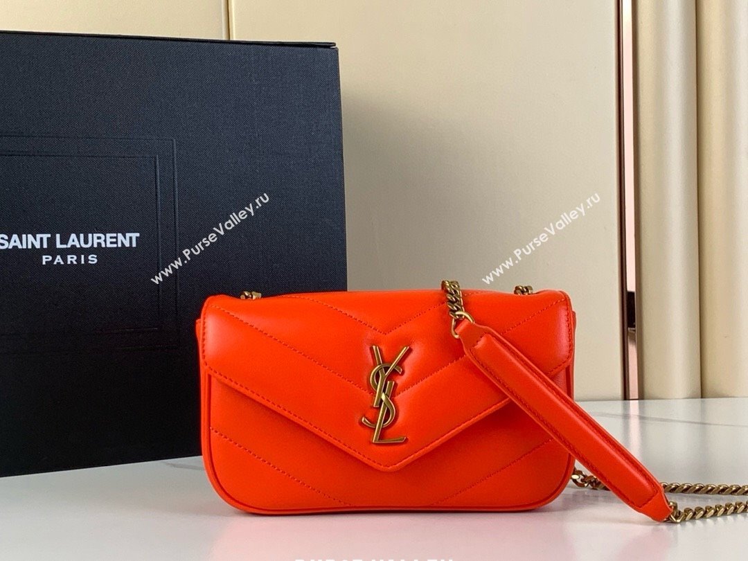 Saint Laurent Loulou Mini Bag in Matelasse Lambskin Celosia Red 2025 821749 (YY-250924140)