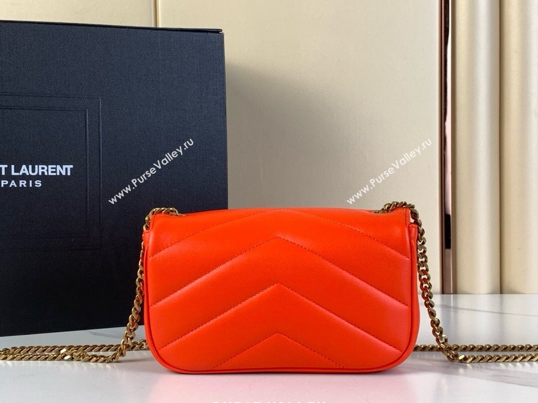 Saint Laurent Loulou Mini Bag in Matelasse Lambskin Celosia Red 2025 821749 (YY-250924140)