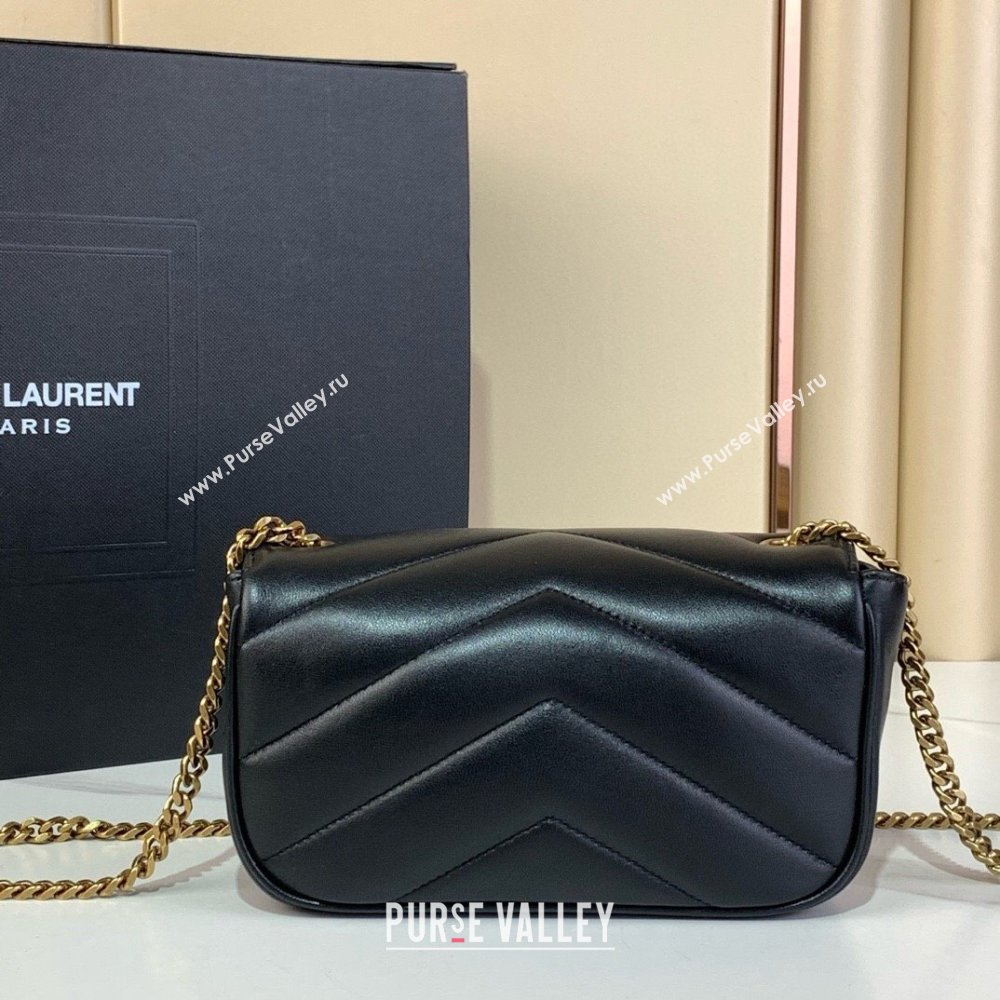 Saint Laurent Loulou Mini Bag in Matelasse Lambskin Black/Gold 2025 821749 (YY-250924141)