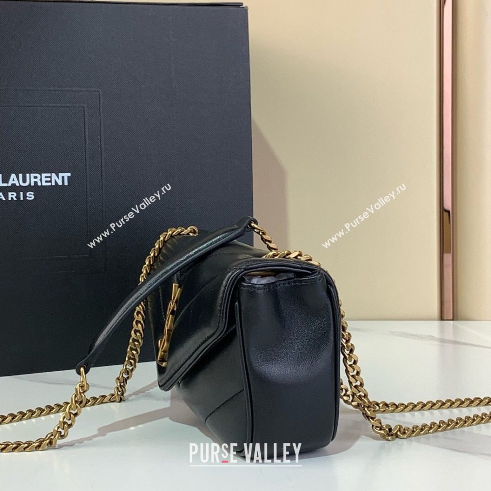 Saint Laurent Loulou Mini Bag in Matelasse Lambskin Black/Gold 2025 821749 (YY-250924141)