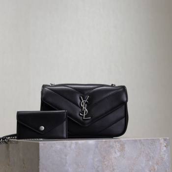 Saint Laurent Loulou Mini Bag in Matelasse Lambskin Black/Silver 2025 821749 (YY-250924142)