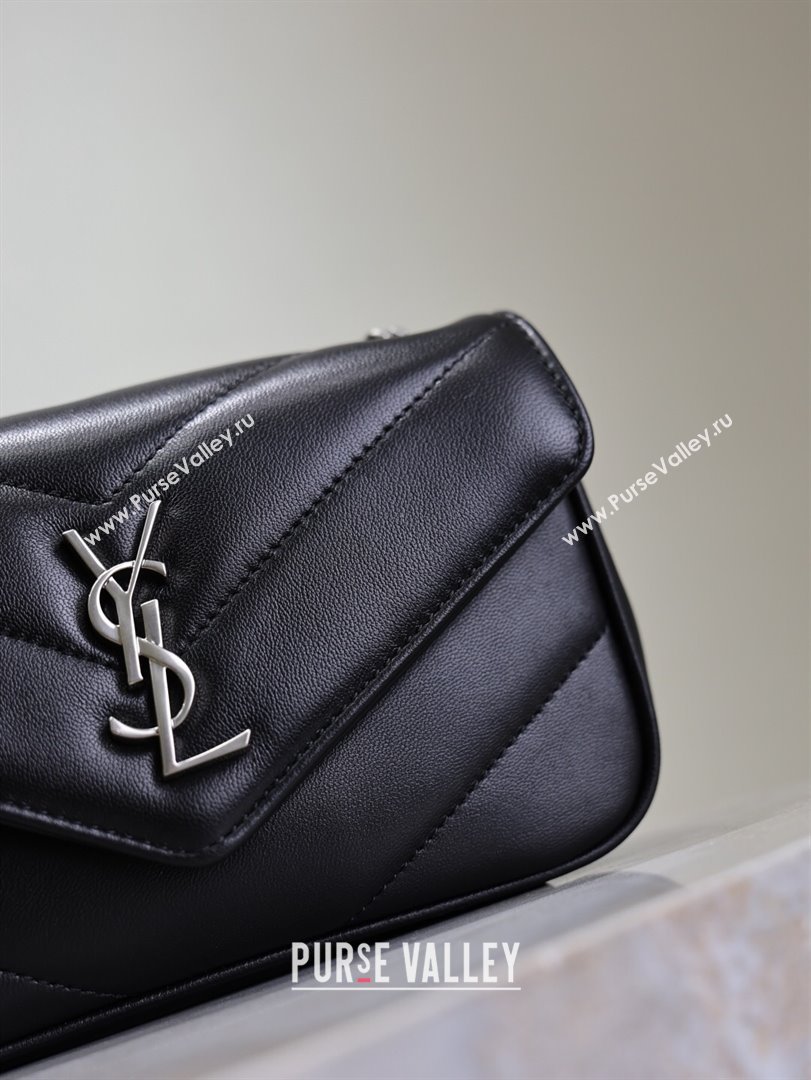 Saint Laurent Loulou Mini Bag in Matelasse Lambskin Black/Silver 2025 821749 (YY-250924142)