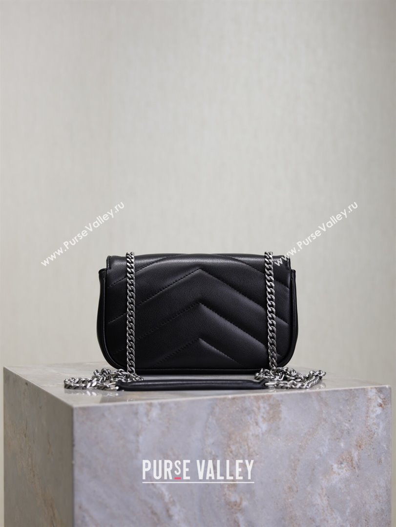 Saint Laurent Loulou Mini Bag in Matelasse Lambskin Black/Silver 2025 821749 (YY-250924142)