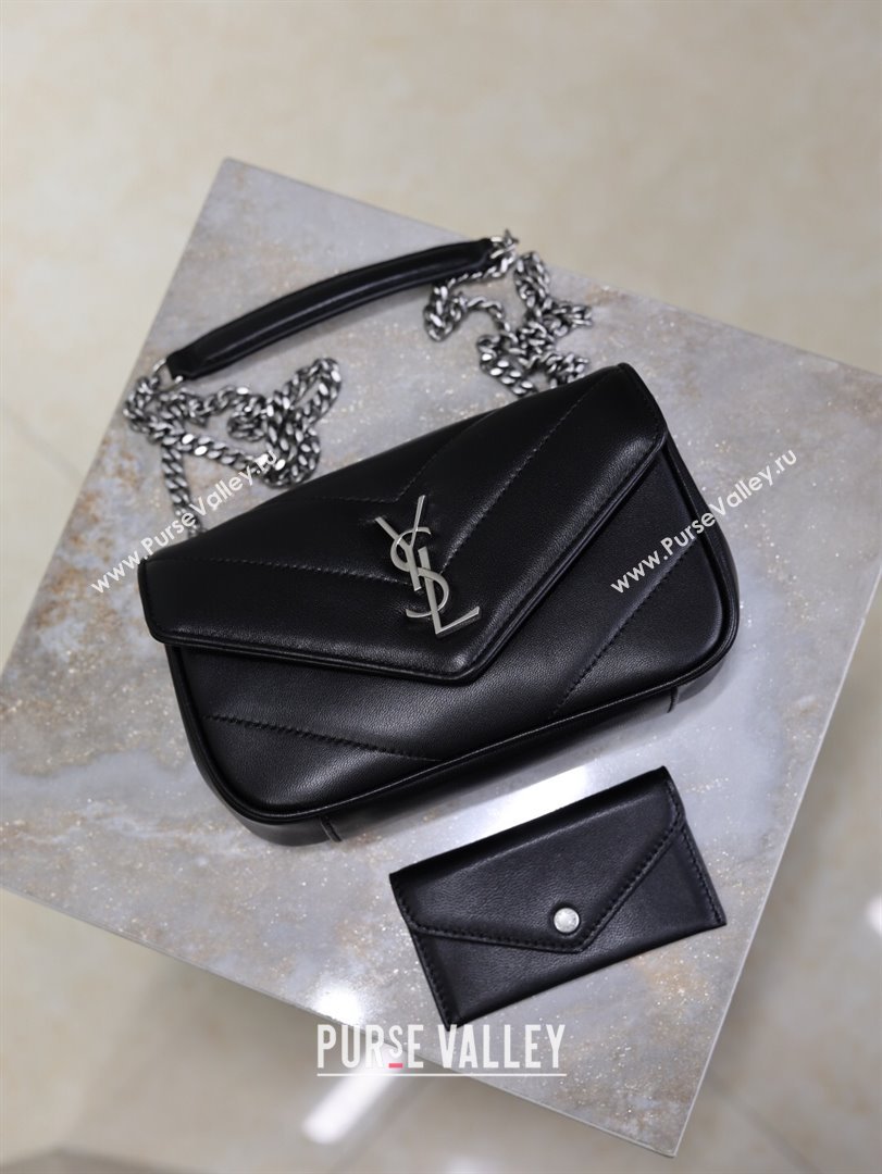 Saint Laurent Loulou Mini Bag in Matelasse Lambskin Black/Silver 2025 821749 (YY-250924142)