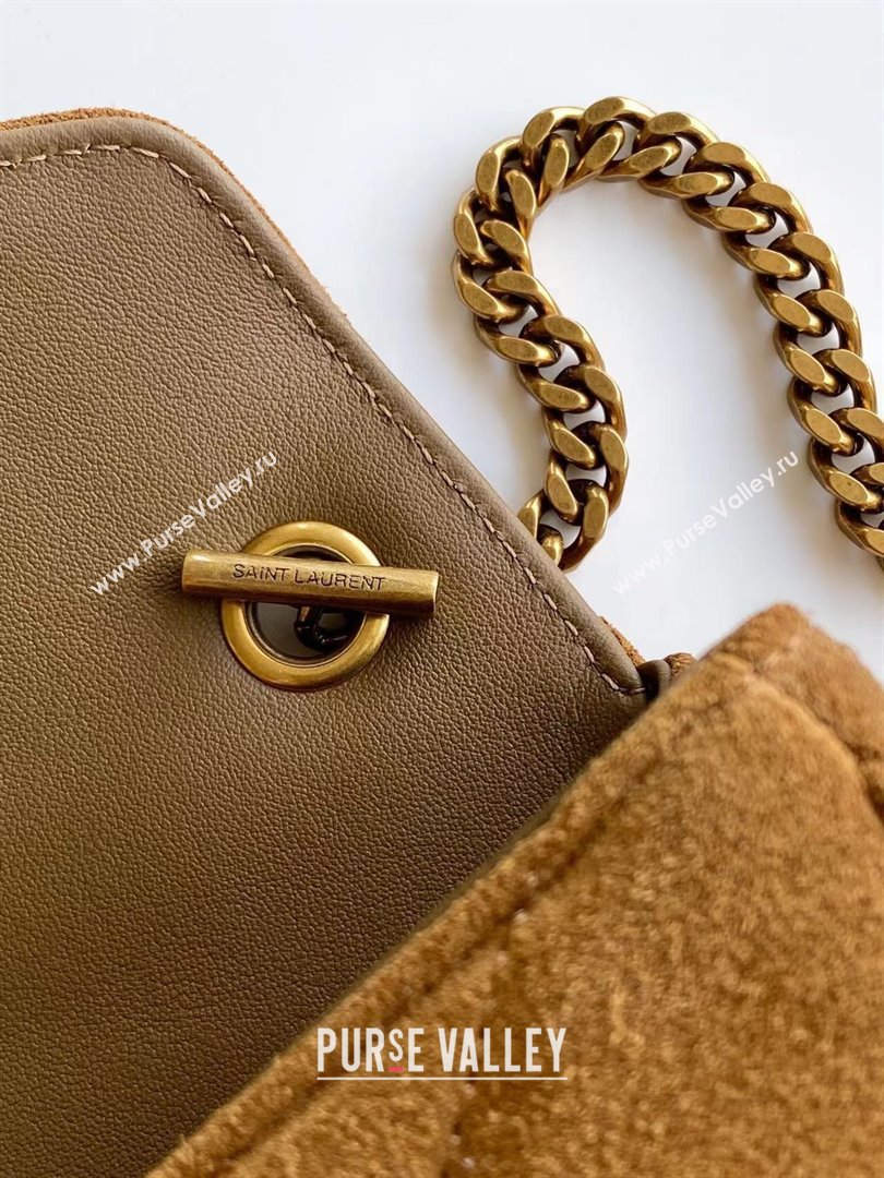 Saint Laurent Loulou Mini Bag in Matelasse Suede Brown 2025 821749 (YY-250924133)