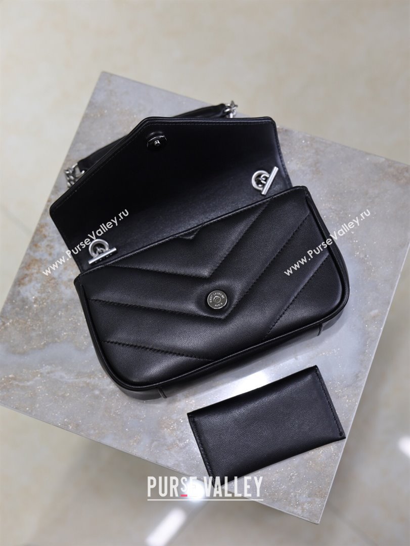 Saint Laurent Loulou Mini Bag in Matelasse Lambskin Black/Silver 2025 821749 (YY-250924142)
