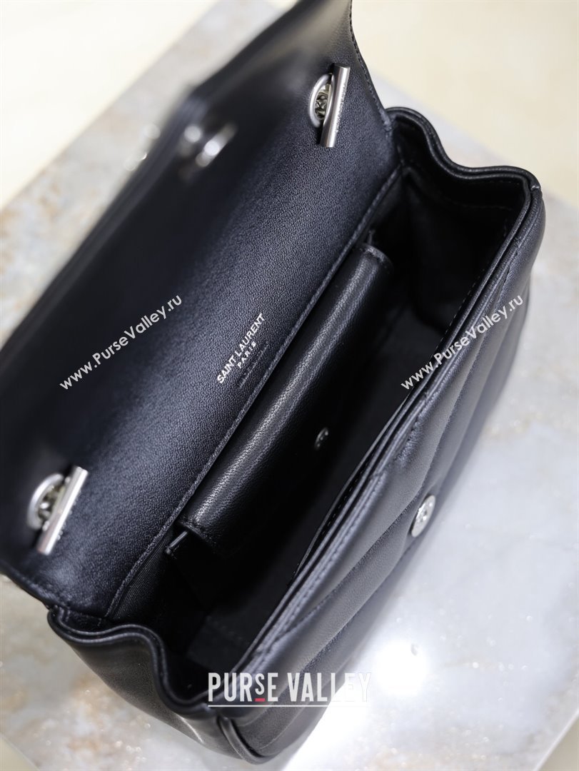 Saint Laurent Loulou Mini Bag in Matelasse Lambskin Black/Silver 2025 821749 (YY-250924142)