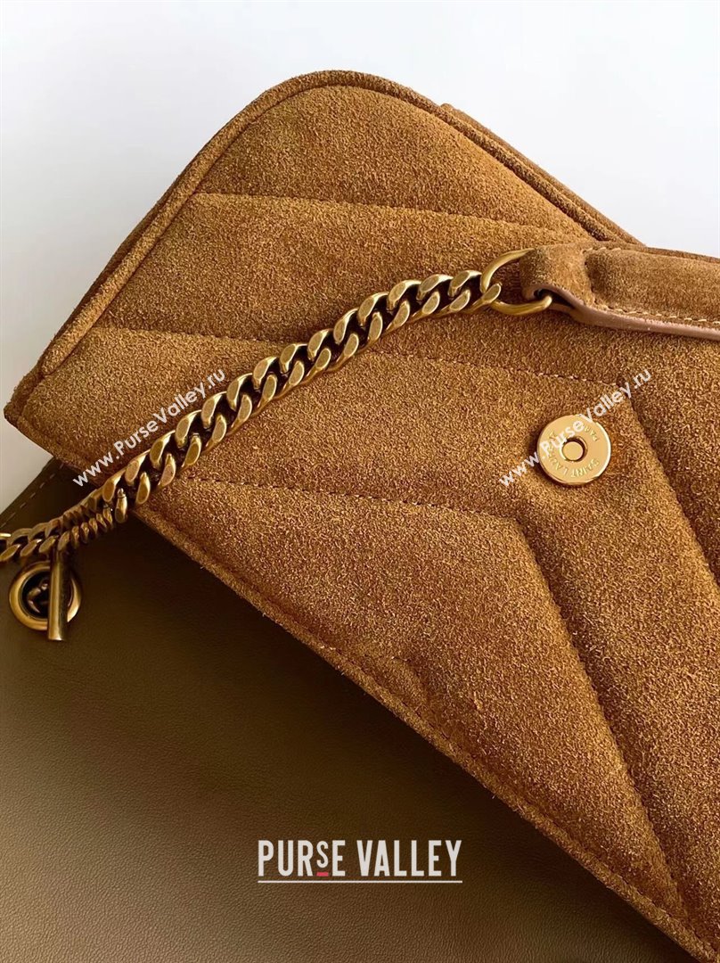 Saint Laurent Loulou Mini Bag in Matelasse Suede Brown 2025 821749 (YY-250924133)