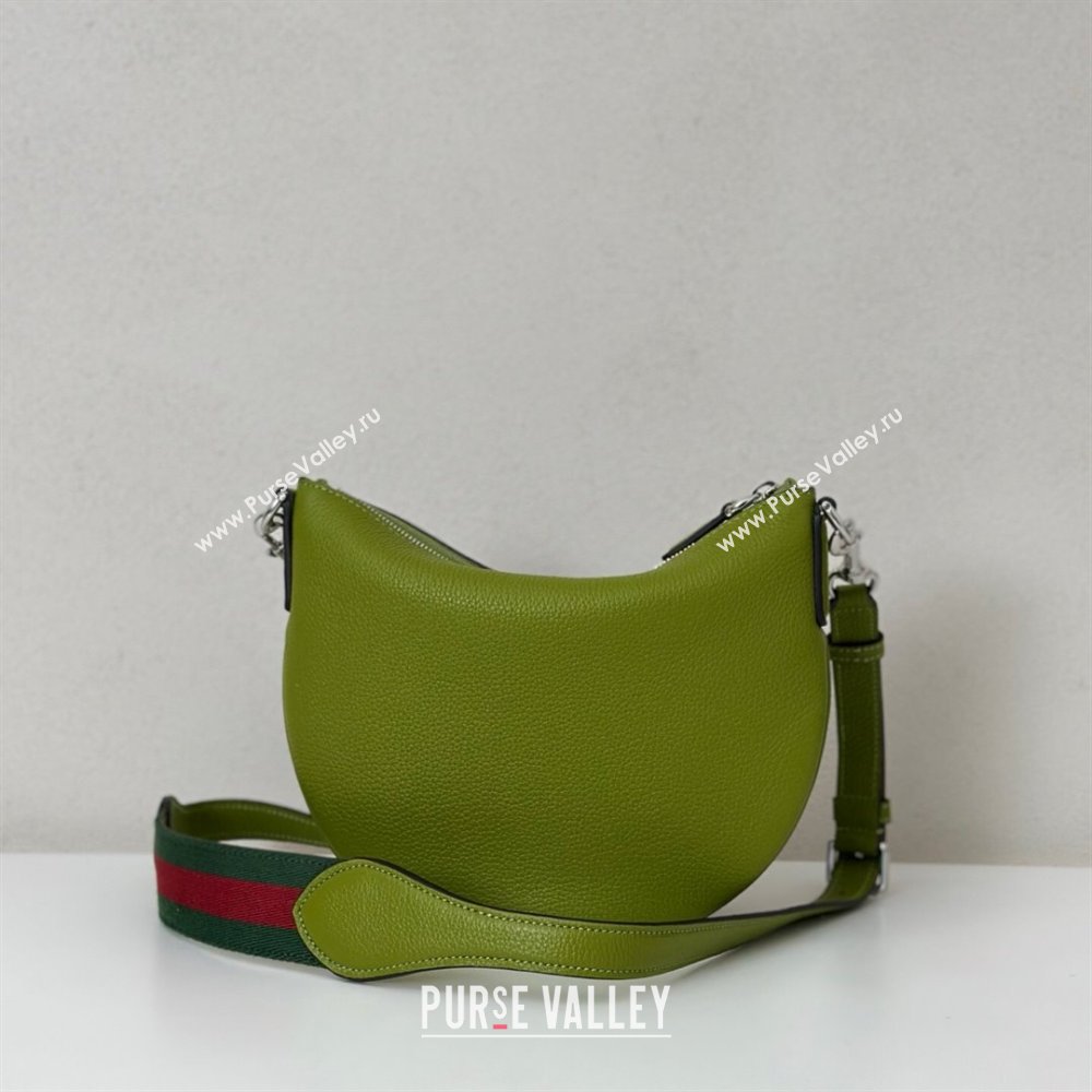 Gucci Mens B small shoulder bag in grainy leather Green 2 2025 824529 (DLH-250630098)