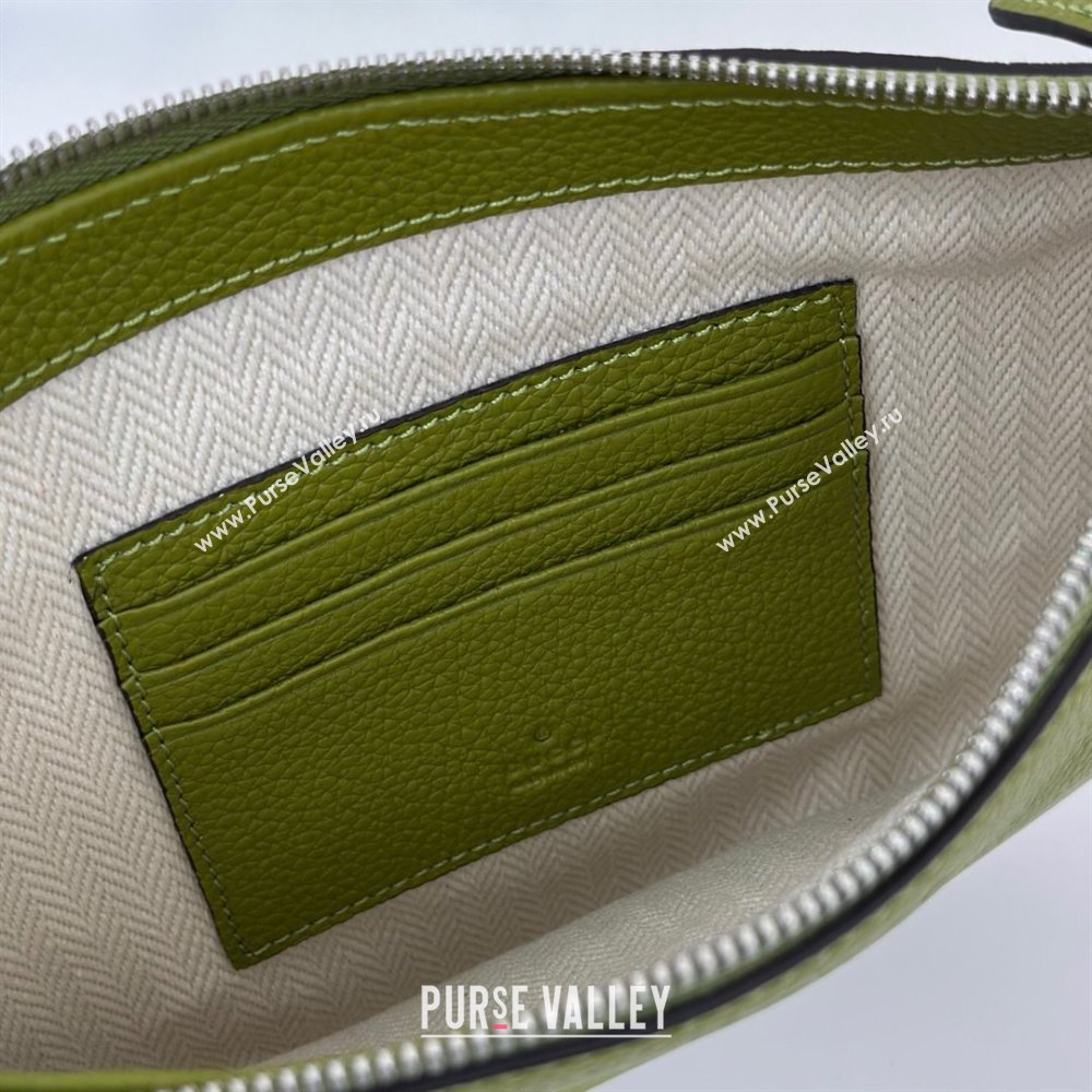 Gucci Mens B small shoulder bag in grainy leather Green 2 2025 824529 (DLH-250630098)