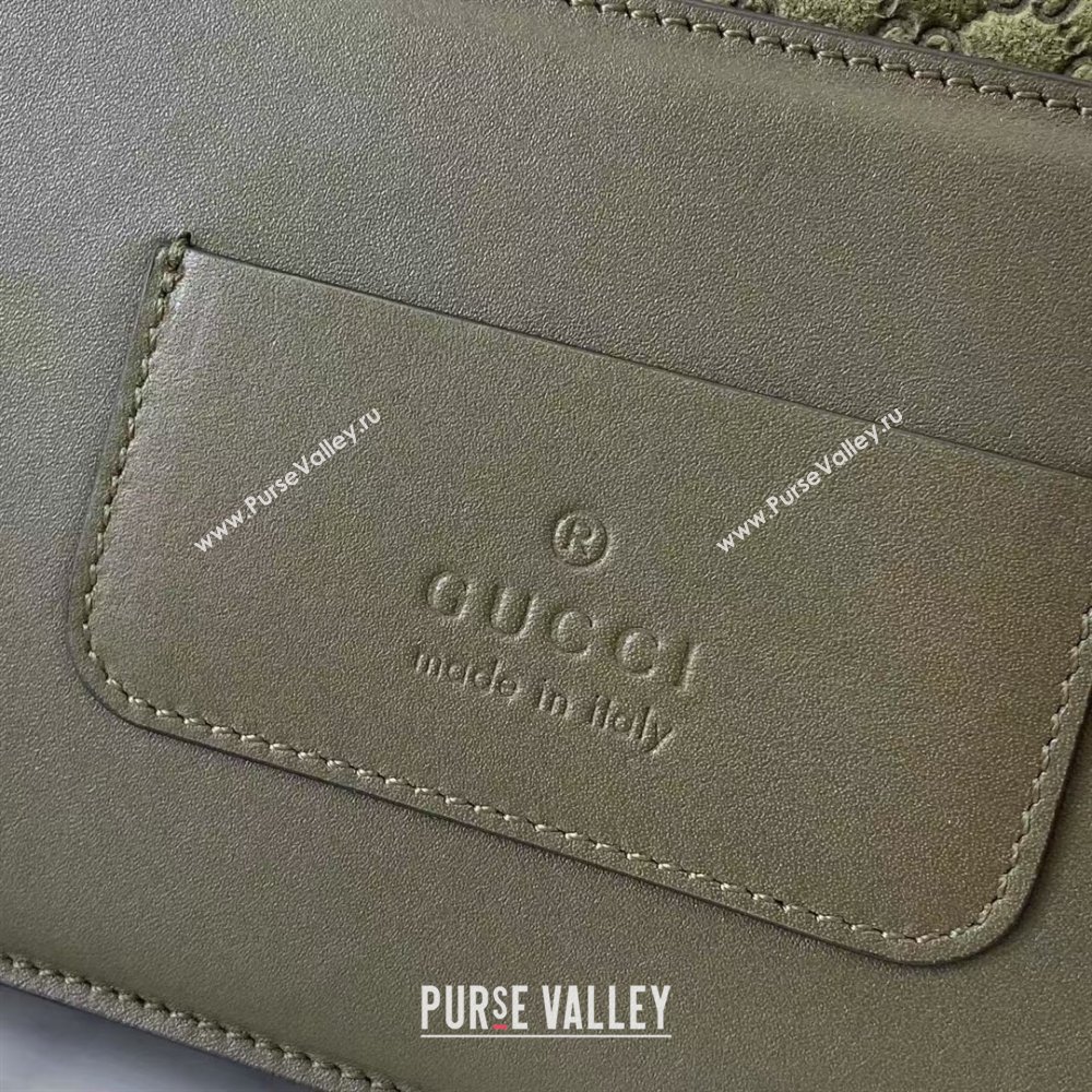 Gucci Go Suede small shoulder bag Forest Green 2025 826761 (XLU-250808067)