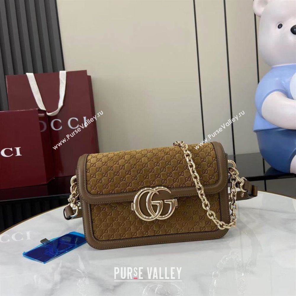 Gucci Go Suede small shoulder bag Brown 2025 826761 (XLU-250808068)