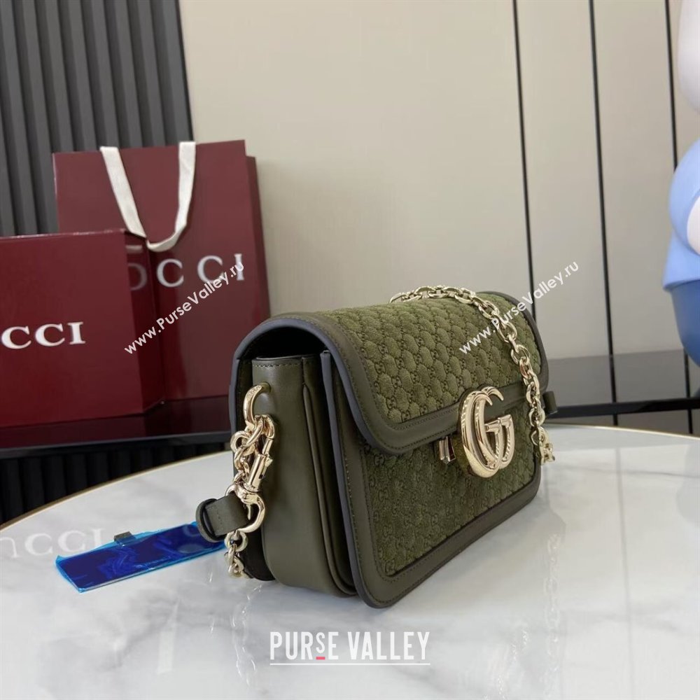 Gucci Go Suede small shoulder bag Forest Green 2025 826761 (XLU-250808067)